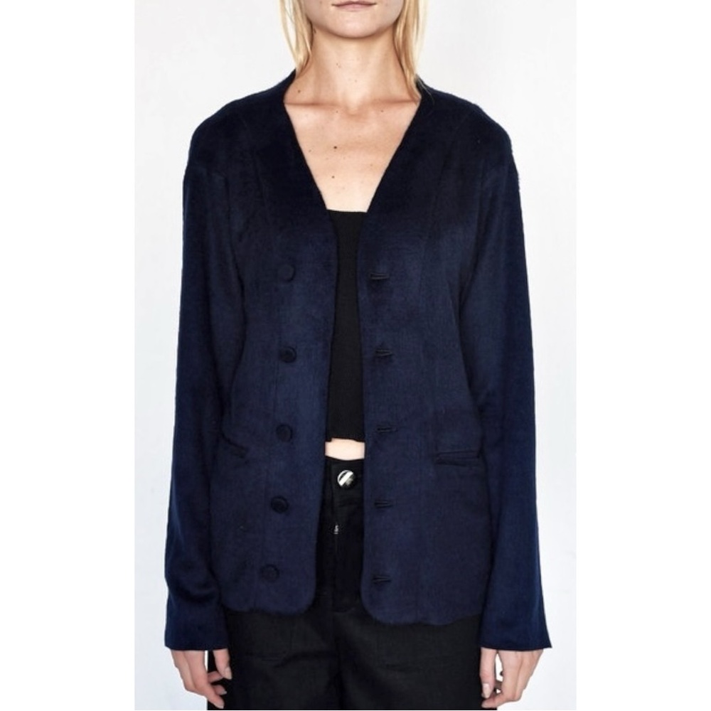 Assembly New York Navy Blue Cotton Knit Relaxed Loose Fit Cardigan Sweater sz XL